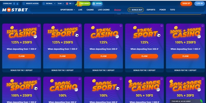 Mostbet bonuses for sports