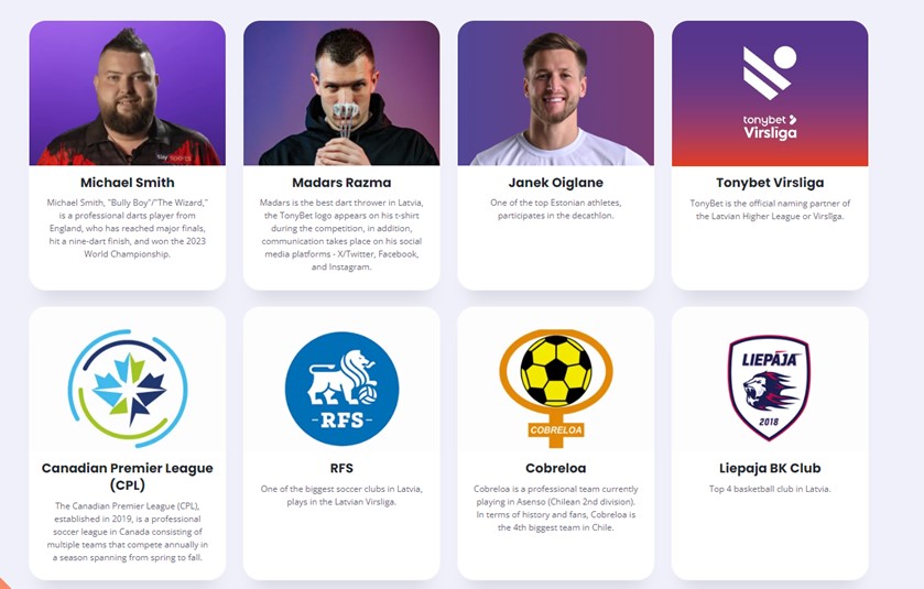 Tonybet current partnerships