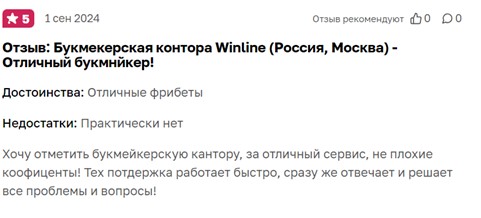 Отзыв о букмекере Winline