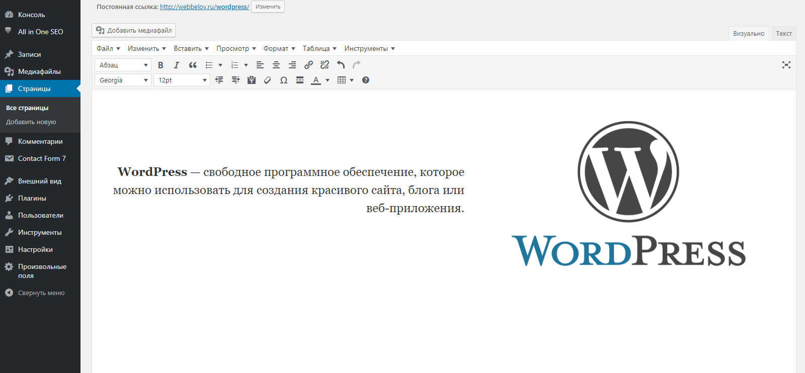 Создание сайта без навыков программирования в WordPress